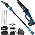 Cordless 2-in-1 Pole Saw & 8' Mini Chainsaw,Brushless 1200W Motor,2x21V 4.0Ah Batteries,Extension Pole with 0-180° Adjustable Head,Auto Oiling,Max 16FT Reach for Tree or Branches Tree Trimming