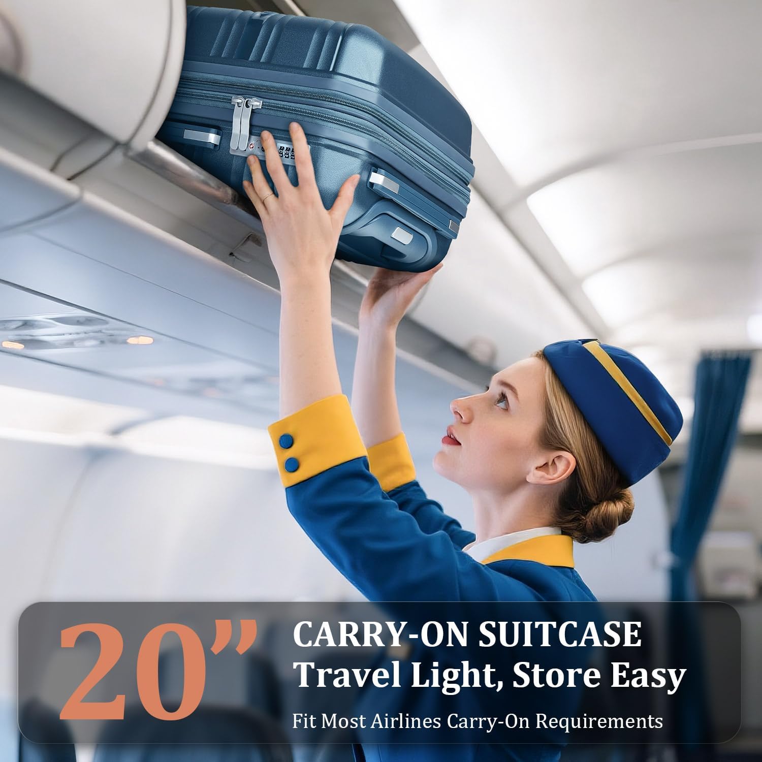 TRAVELEO 6 Piece Luggage Set Hardshell, Expandable Suitcase Set with Spinner Wheels (20/24/28), Includes 14' Cosmetic Case, Travel Duffel & Toiletry Bag, Lightweight TSA Lock Nested Set (Peacock Blue)