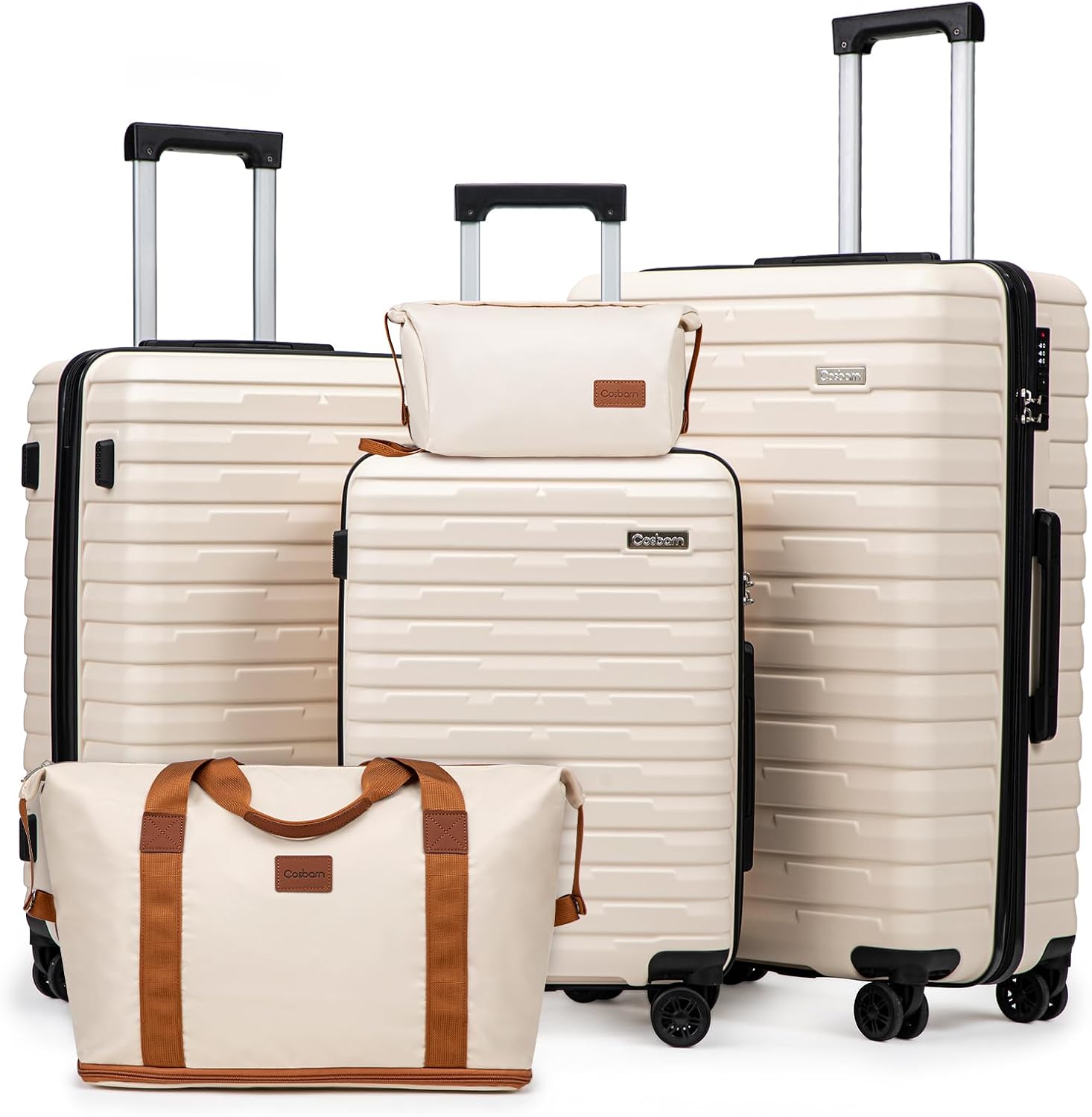 Cosbarn Luggage Sets 5 Piece Suitcases with Wheels, Suitcase Set ABS Hard Case Luggage with Spinner Wheels Durable Travel Luggage