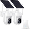 4K Security Cameras Wireless Outdoor with 360° Pan&Tilt,Auto Human Motion Tracking Cameras for Home Security,No Subscription,2.4G&5GHz WiFi Compatible,Color Night Vision,Solar Powered,2 Cam-Kit