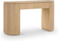 Meridian Furniture 818Oak-T Astrid Collection Modern | Contemporary Vanity/Desk/Console Table with Rich Natural Oak Finish, Solid Wood and Oak Veneer, Fluted Design, 52' W x 14' D x 30' H, Natural