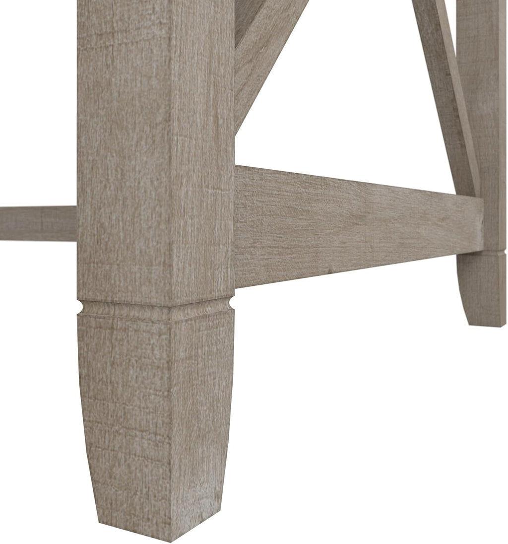 Bush Home Key West 60W Modern Farmhouse L Shaped Desk in Washed Gray, 60-Inch Corner Computer Table for Home Office Workspace