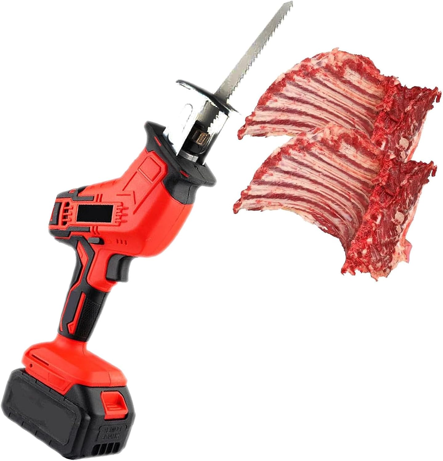 Powerful Cordless Reciprocating Saw with 4 Blades for Cutting Wood, Metal, PVC, Meat, and Bones - Battery Operated for Easy Portability,Battery-Battery