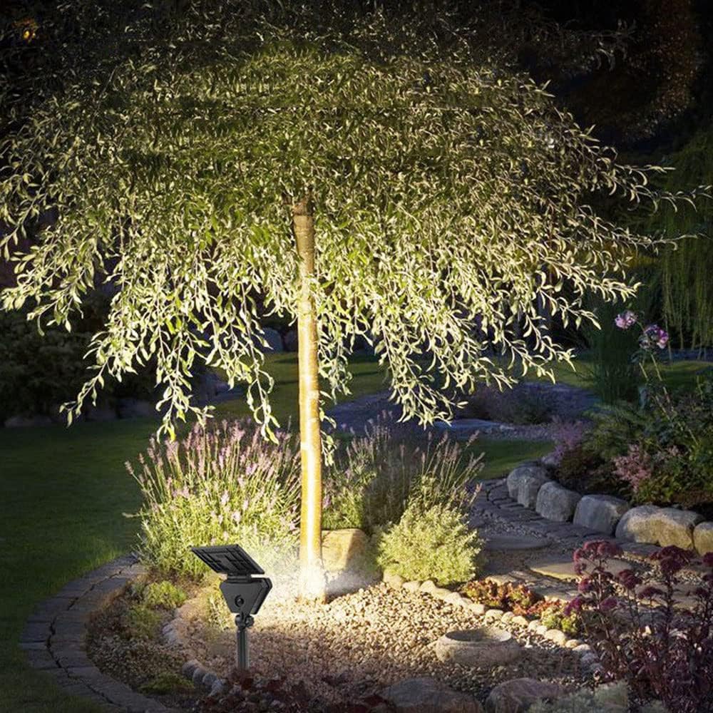 Solar Lawn Light, LED Outdoor IP65 Waterproof High-Brightness Tree Garden Light, Floor/Wall-Mounted Dual-Purpose Solar Spotlight 205LM (Daylight White)