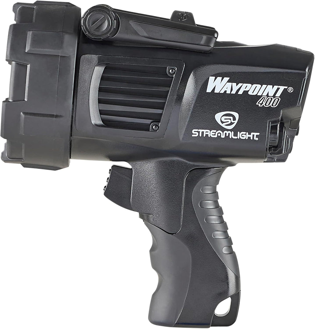 Streamlight 44911 WayPoint 400 Rechargeable 1400-Lumen Long Range Pistol-Grip Spotlight with 120V AC Charger and Polymer Holder/Mount, Black
