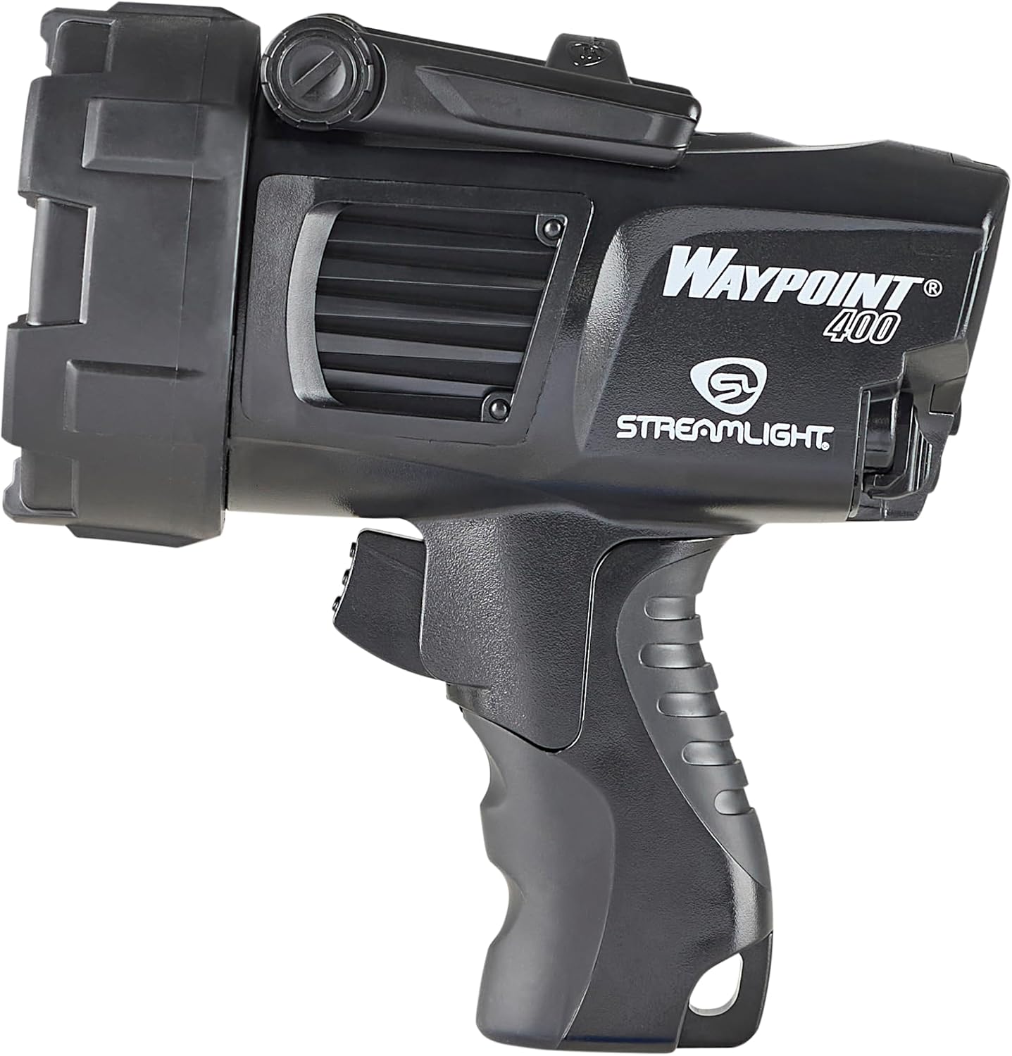 Streamlight 44911 WayPoint 400 Rechargeable 1400-Lumen Long Range Pistol-Grip Spotlight with 120V AC Charger and Polymer Holder/Mount, Black