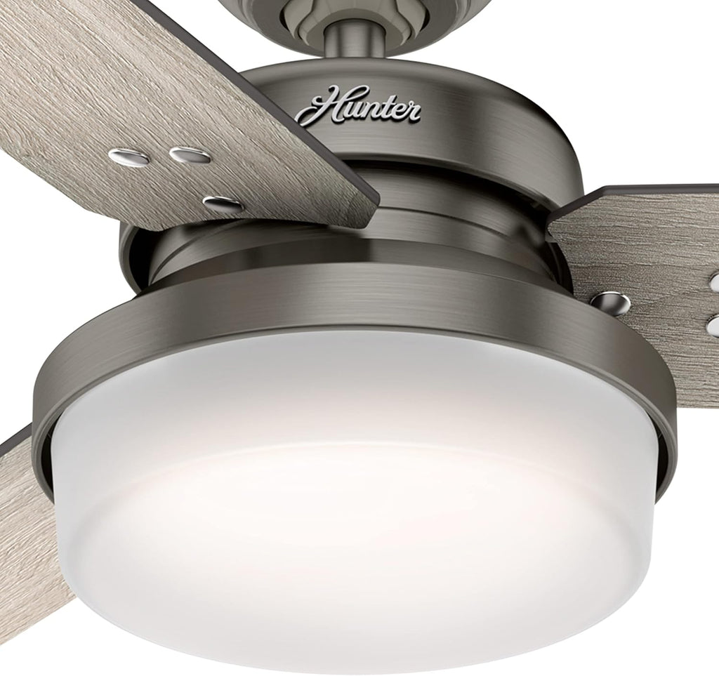 Hunter Fan 44 in Brushed Nickel Finish Indoor Ceiling Fan with Remote and LED Light, 3 Blades (Renewed)