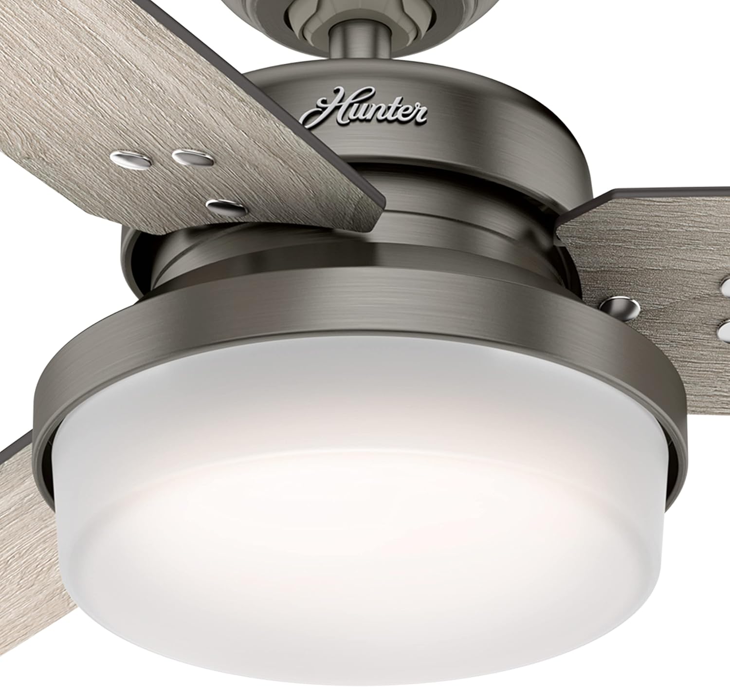 Hunter Fan 44 in Brushed Nickel Finish Indoor Ceiling Fan with Remote and LED Light, 3 Blades (Renewed)
