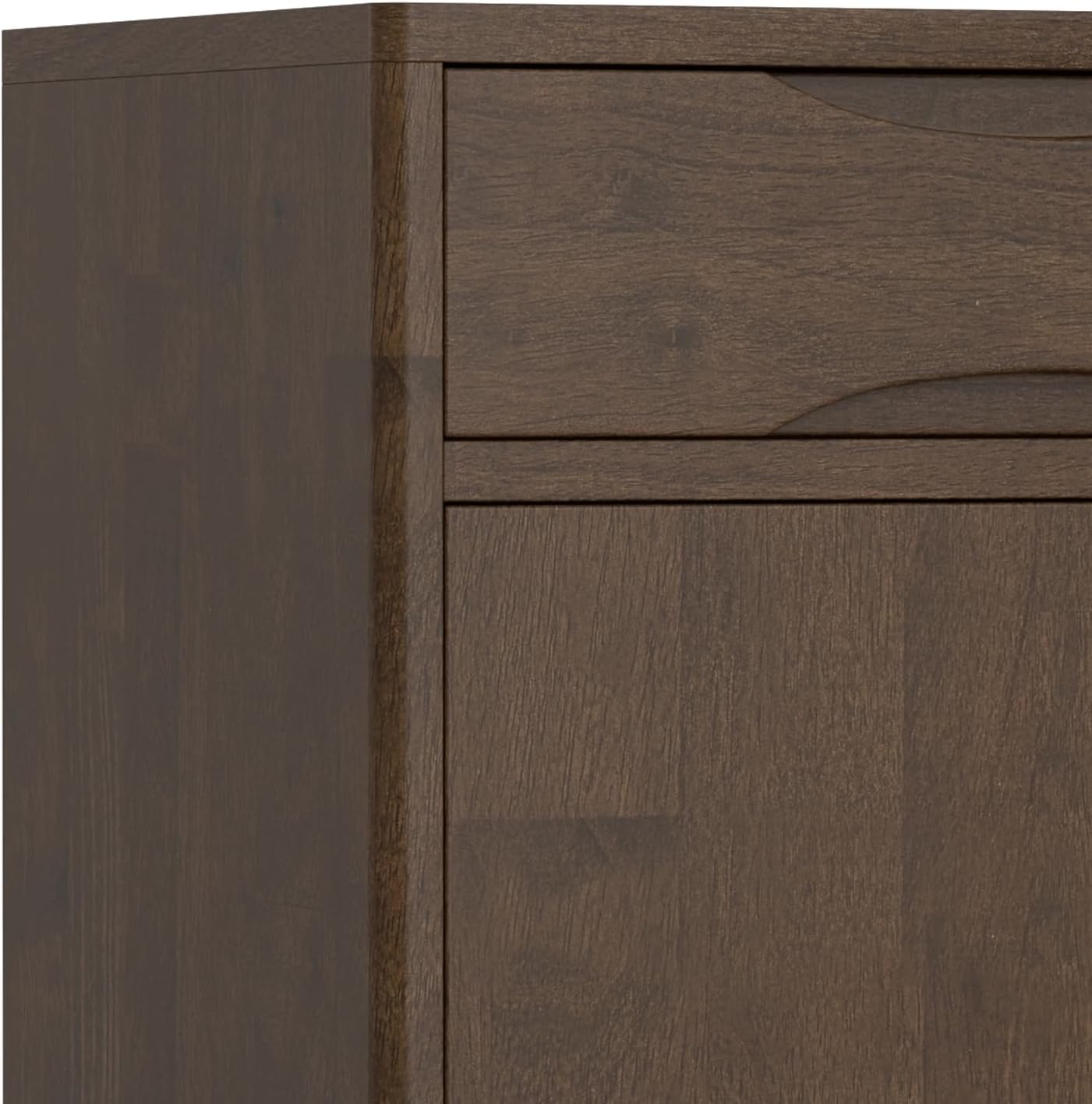 SIMPLIHOME Harper Storage Cabinet - 40 inch Wide Solid Wood Medium Storage Cabinet in Walnut Brown, Mid-Century Modern Cupboard for Entryway or Dining Room with Drawers, Tapered Legs, and Shelves