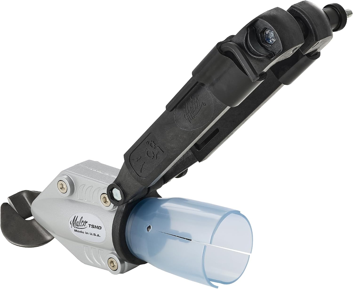 Malco TSHD TurboShear Heavy-Duty Drill Attachment – 18-Gauge Galvanized Steel | 360° Rotating Head | Telescoping Clamp Fits All Drills | Cuts Corrugated Panels, Spiral Duct & Ribs | Made in USA
