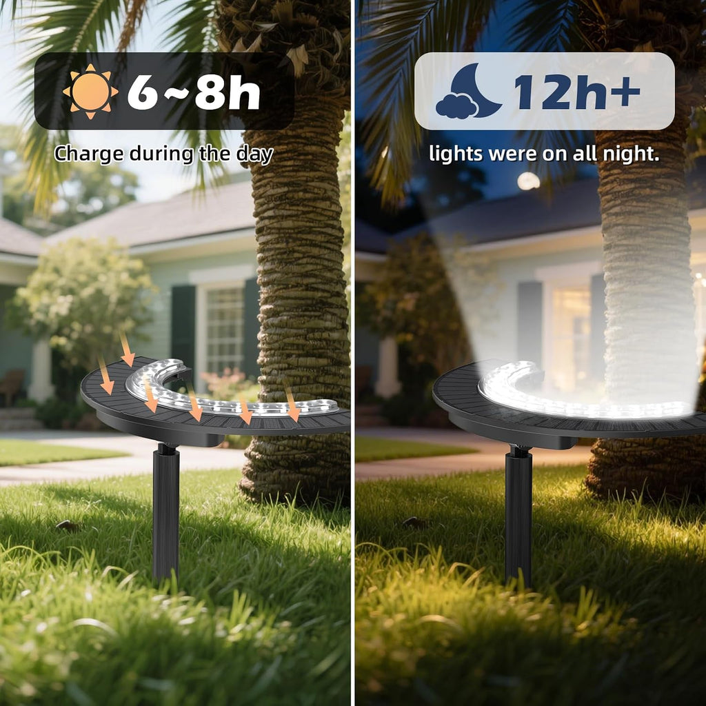 Wireless Solar Palm Tree Lights Outdoor, 12000 mAh & 32 LEDs Outdoor Yard Lighting, 6000K Uplight Landscape Lights Solar Powered Flood Lights for Large Tree, Yard, Garden