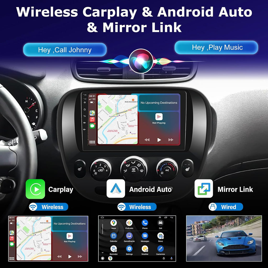 [4+64G] for Kia Soul 2014-2019 Upgrade Radio: NHOPEEW 9 inch IPS Touchscreen Android Stereo - Wireless Carplay and Android Auto, Custom Homepage, 5G/WiFi, GPS, DSP/EQ, SWC + AHD Backup Camera