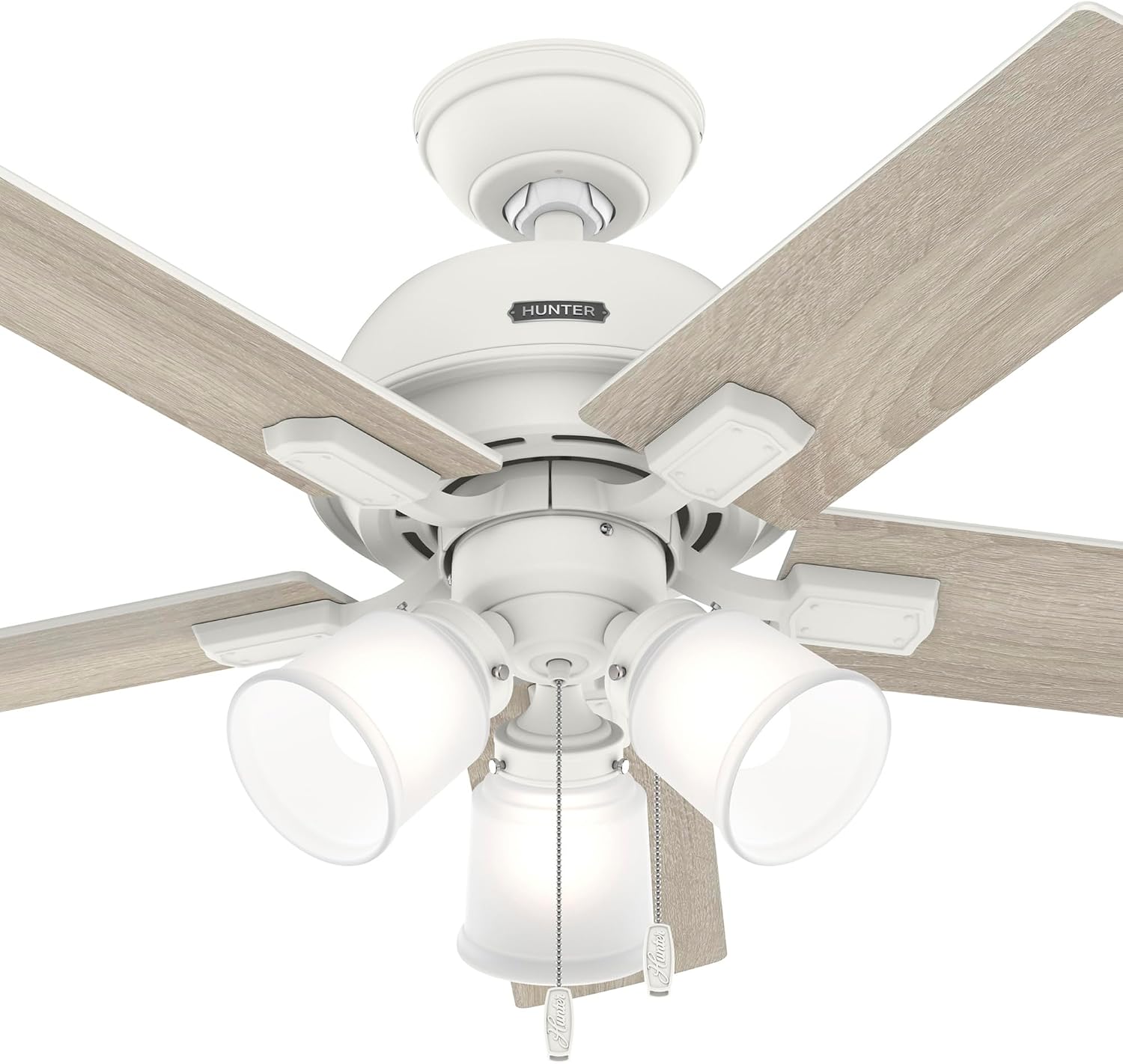 Hunter Fan 44 inch White Indoor Ceiling Fan with Lights and Pull Chain for Bedroom, Living Room/Family Room, Dining Room, Kitchen, Office (Renewed)