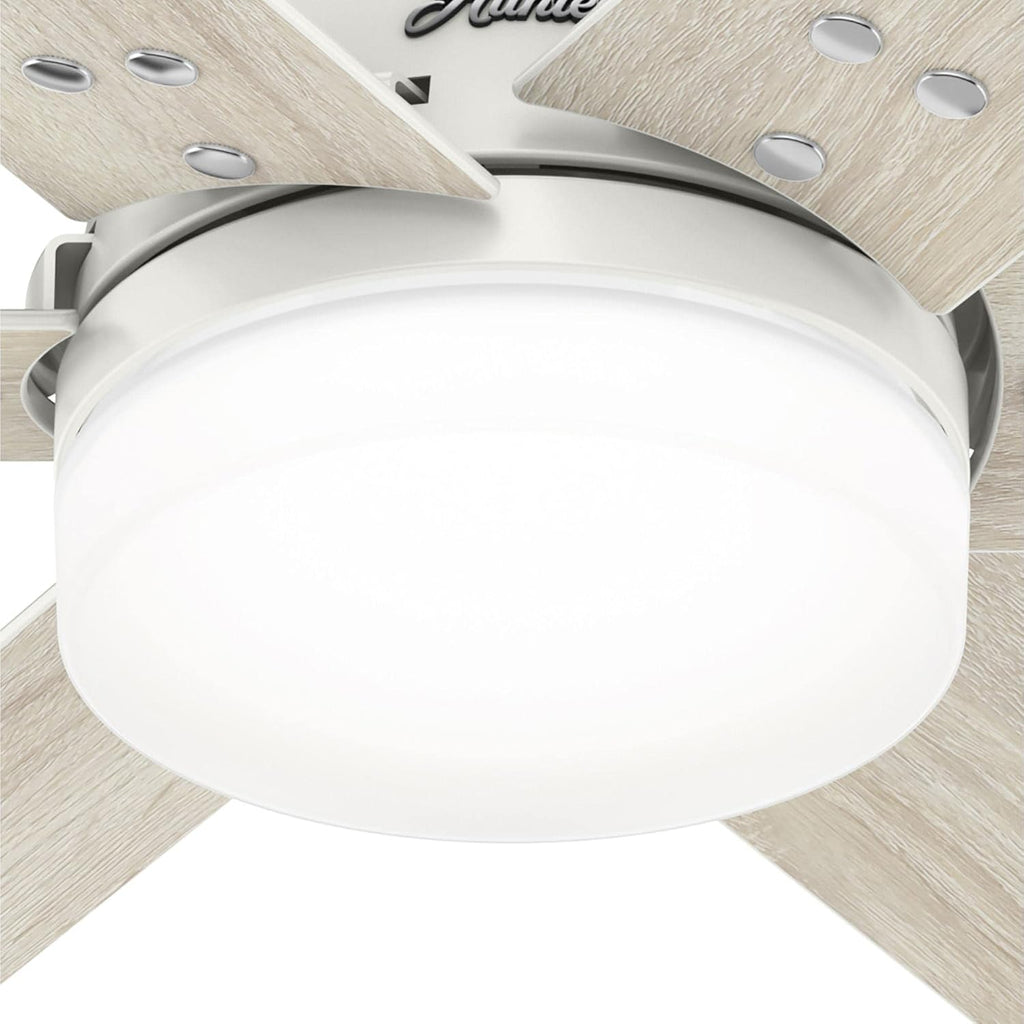Hunter 44 inch Indoor Ceiling Fan with LED Light and Remote Control - White Ceiling Fan, Standard Mount, 6 Blades, For Bedroom, Living Room, or Kitchen, Quiet - Pacer 51205, Fresh White