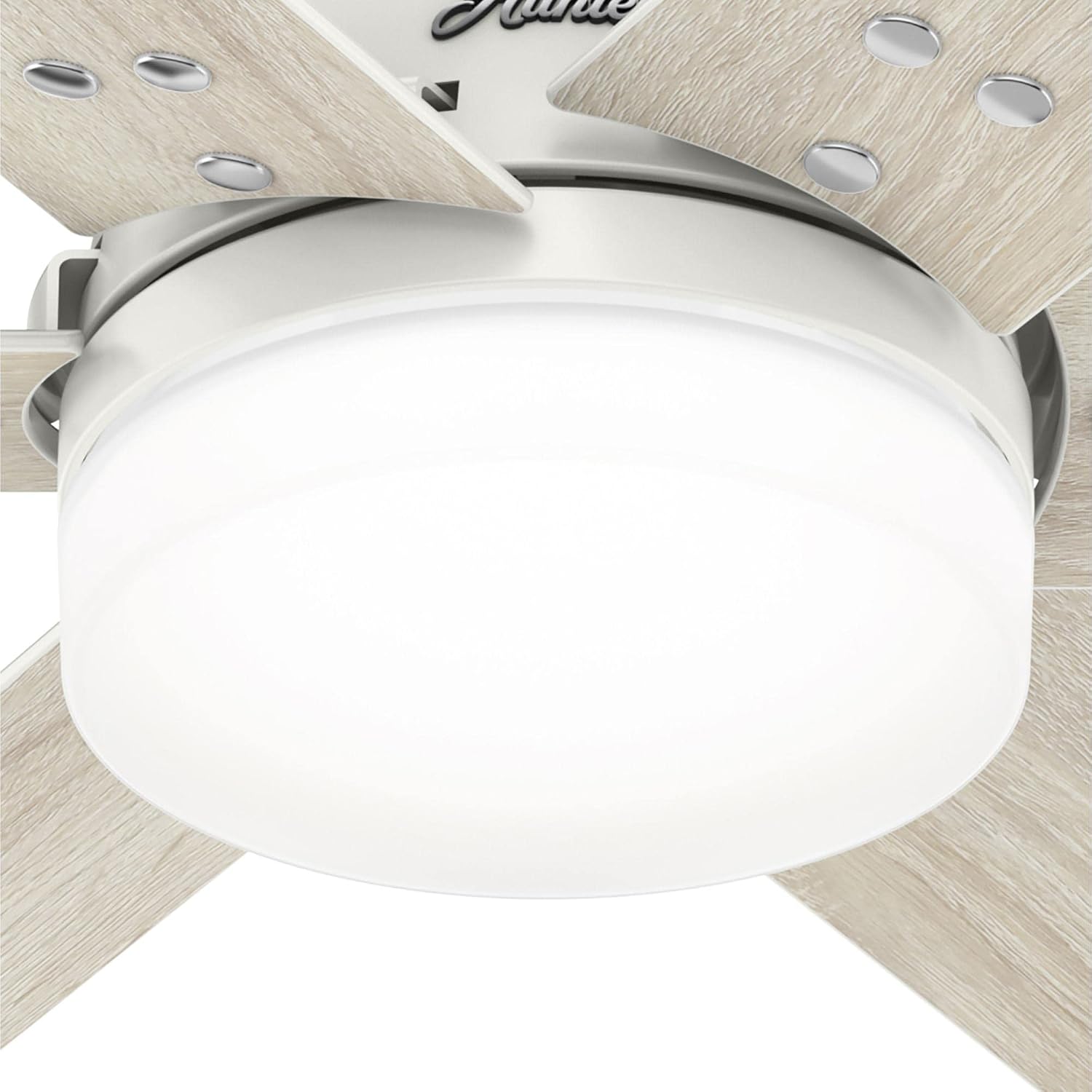 Hunter 44 inch Indoor Ceiling Fan with LED Light and Remote Control - White Ceiling Fan, Standard Mount, 6 Blades, For Bedroom, Living Room, or Kitchen, Quiet - Pacer 51205, Fresh White