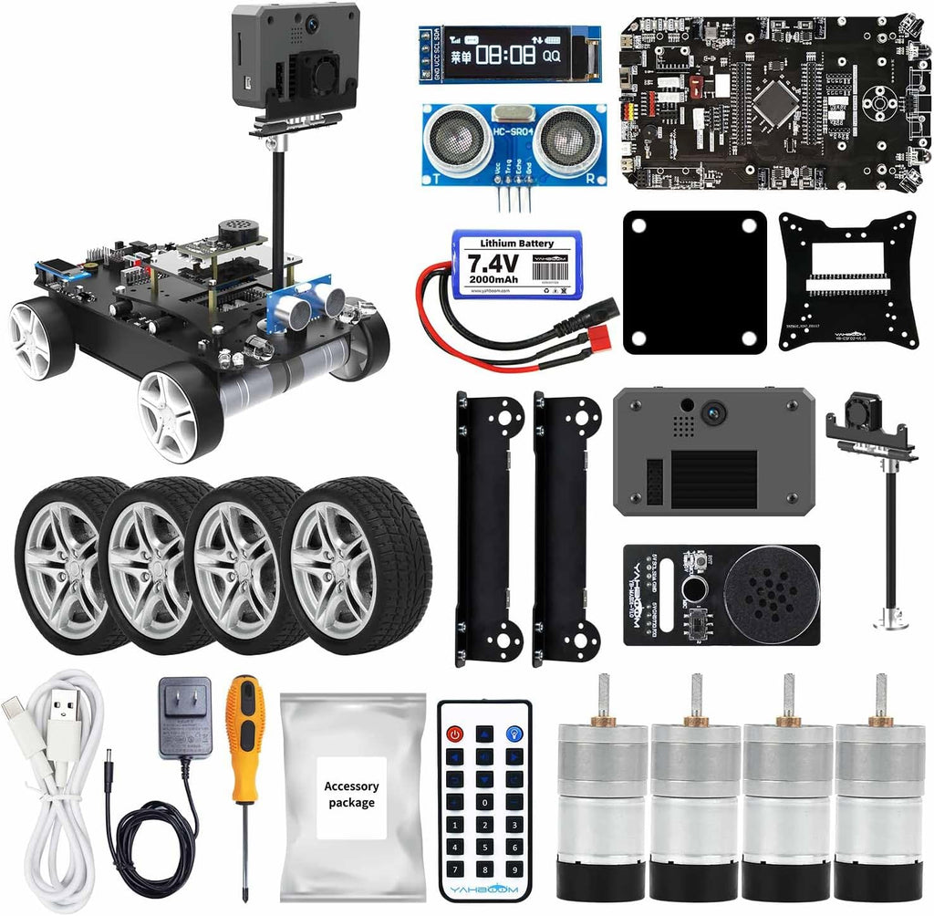 Yahboom STM32 Smart Car with Multifunctional Development DIY Programming Electronics Project Support AI Voice Interaction Visual Recognition (K230 Visual Voice Kit)