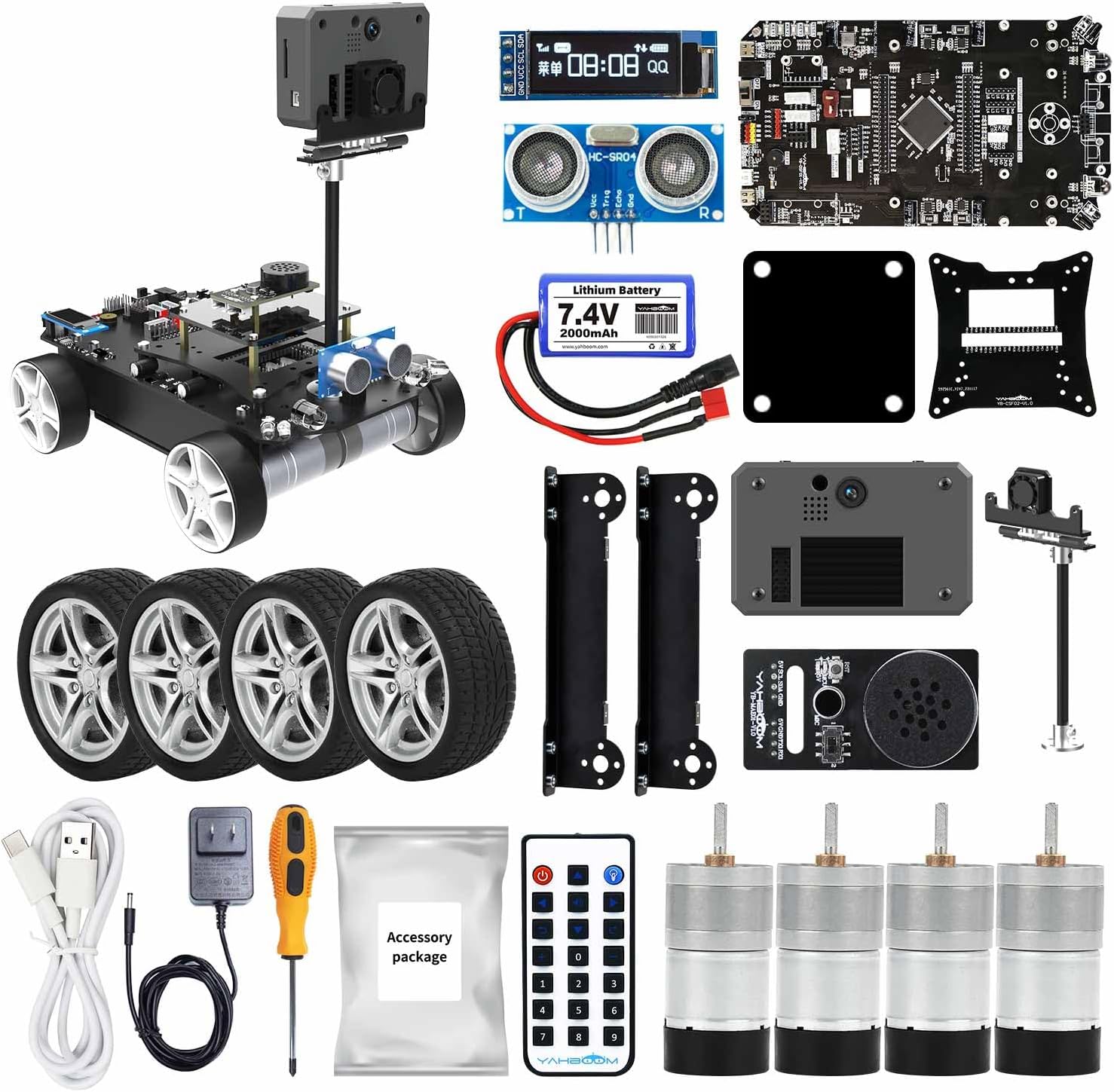 Yahboom STM32 Smart Car with Multifunctional Development DIY Programming Electronics Project Support AI Voice Interaction Visual Recognition (K230 Visual Voice Kit)