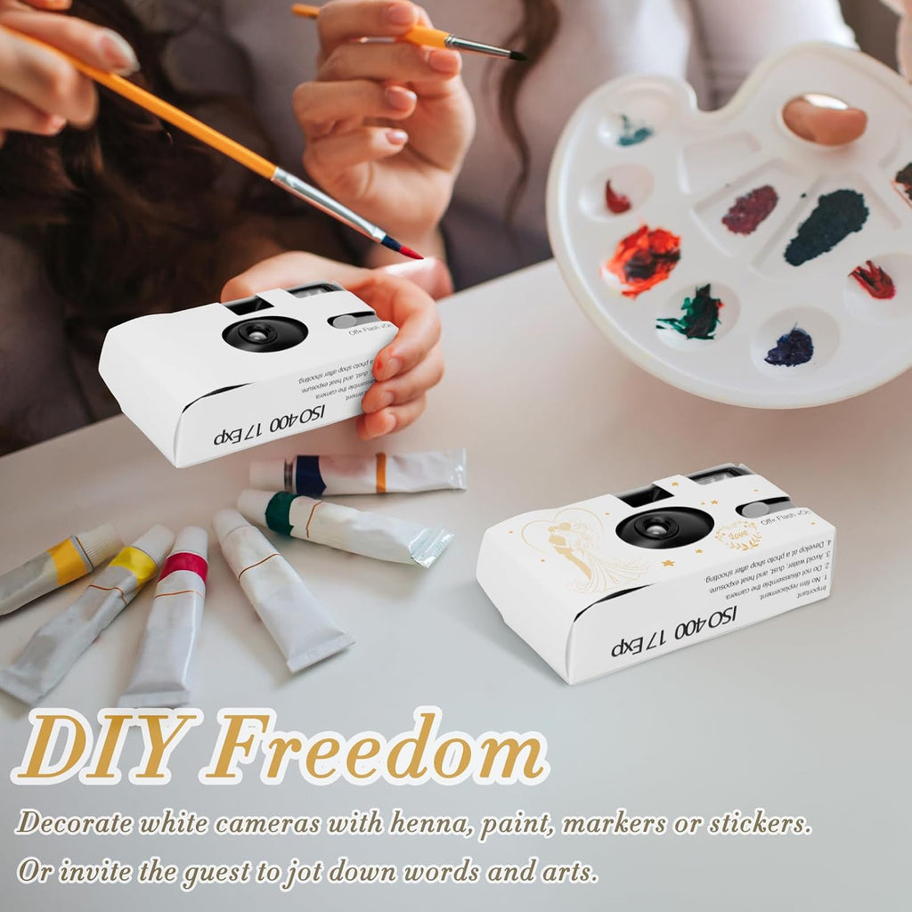 12 Pack Disposable Cameras Bulk for Wedding, White Single-Use 35mm Film Disposable Camera with Flash, ISO 400 17 Exposures for Outdoor Travel Gathering Anniversary Birthday Party Supplies
