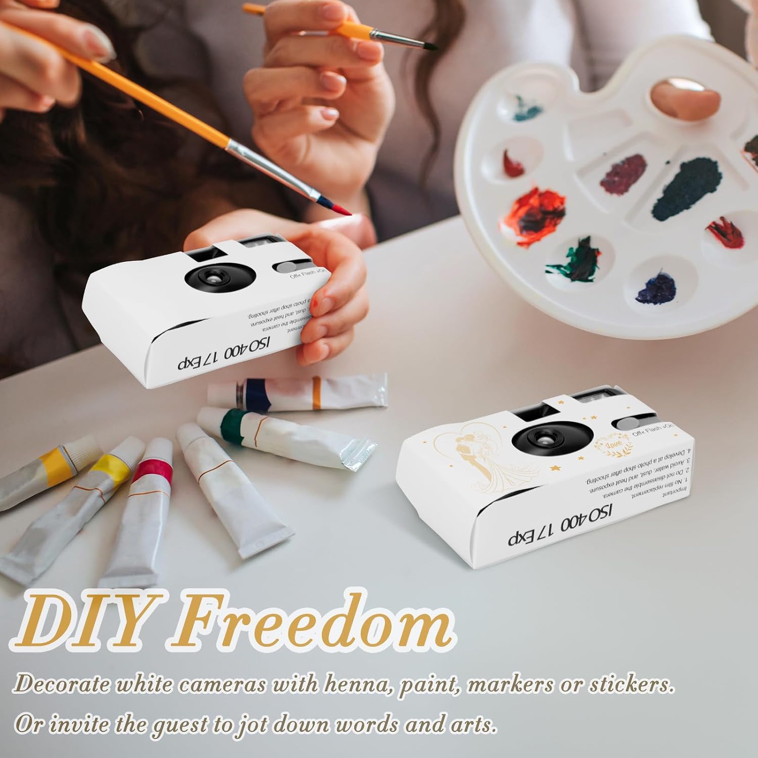 12 Pack Disposable Cameras Bulk for Wedding, White Single-Use 35mm Film Disposable Camera with Flash, ISO 400 17 Exposures for Outdoor Travel Gathering Anniversary Birthday Party Supplies