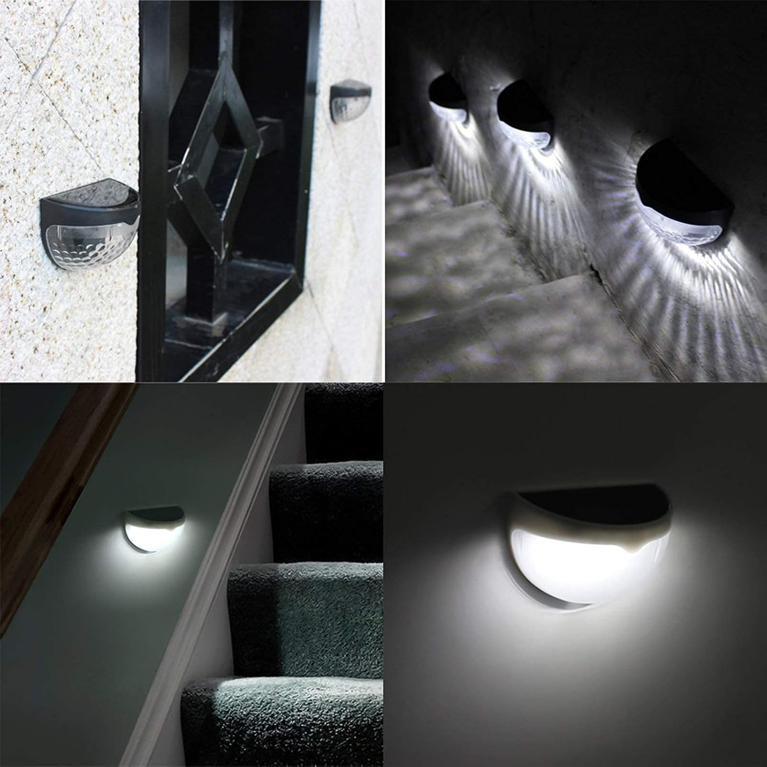 6 Pack Outdoor Waterproof Solar Fence Post Lights, 6 LED Wireless Wall Mount Decorative Deck Lighting for Porch Fence Terrace Deck Garage