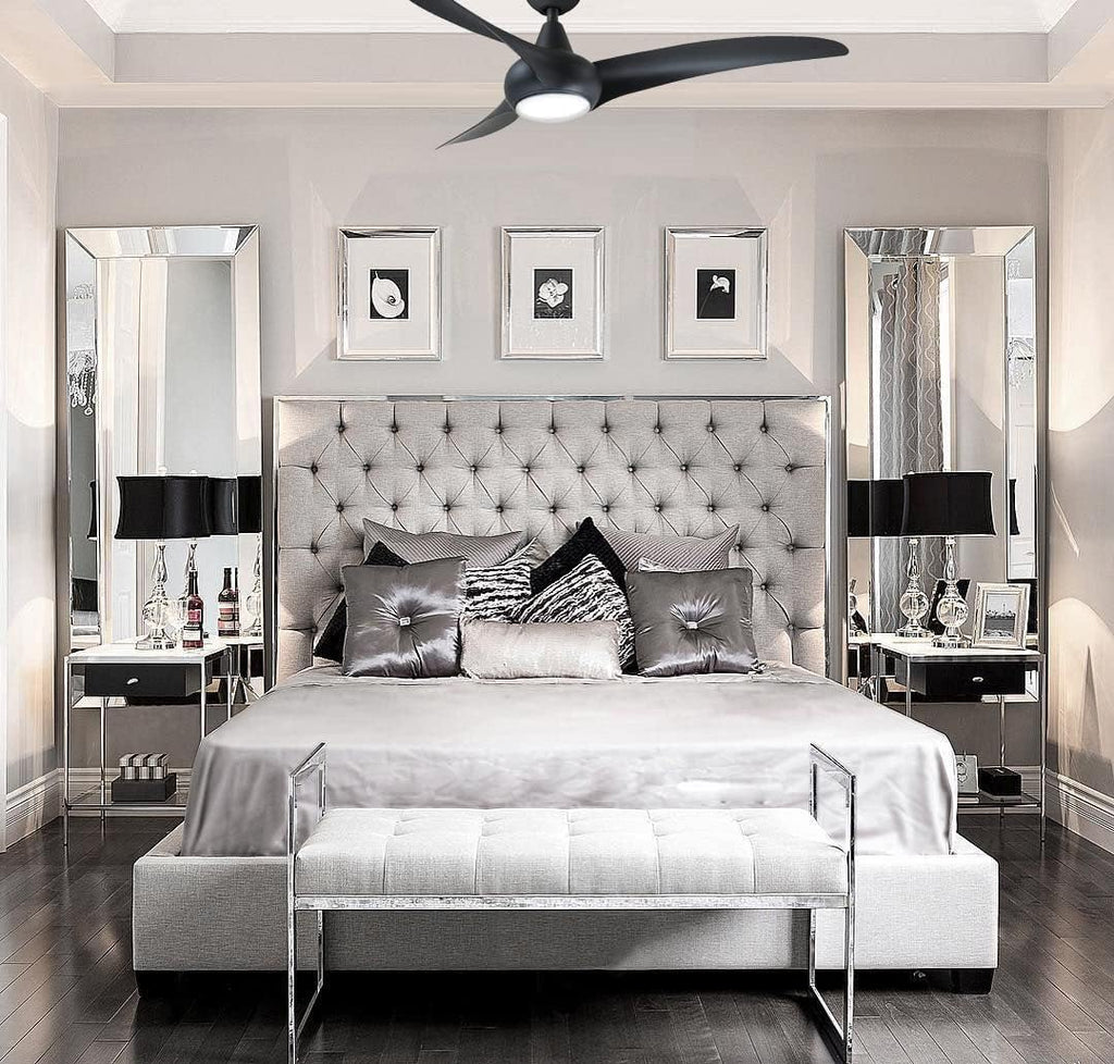 Minka Aire F844-CL Light Wave LED 52' Black Low Profile Ceiling Fan with Light, Remote Control and 3.5 Inch Downrod