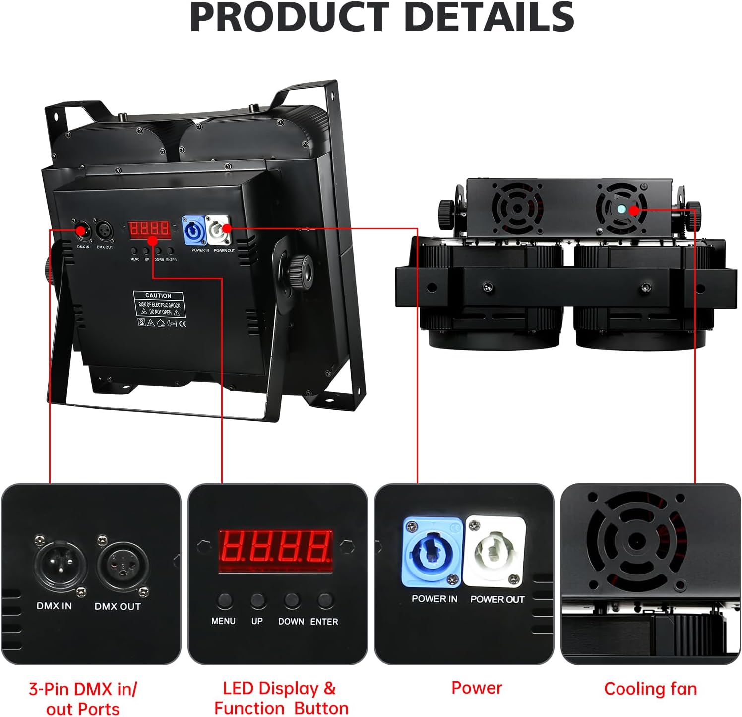 4x100W Cob Blinder Stage Spotlight,4 Eye Warm Cold White 2in1 Spliceable LED Par Lights,DMX512 Audience Stage Spot Light for Church Wedding dj Show Photostudio Theater