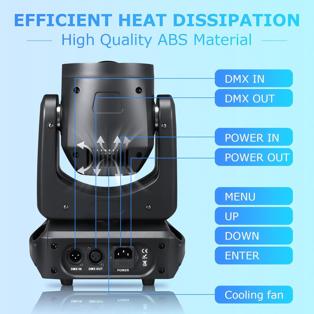 Moving Head DJ Light 100W LED Stage Lights Beam Halo DJ Lights RGBW 4-in-1 Colors Spotlights Strobe DMX512 Sound Activated for Party Wedding Live Show Parties DJ Equipment Lighting