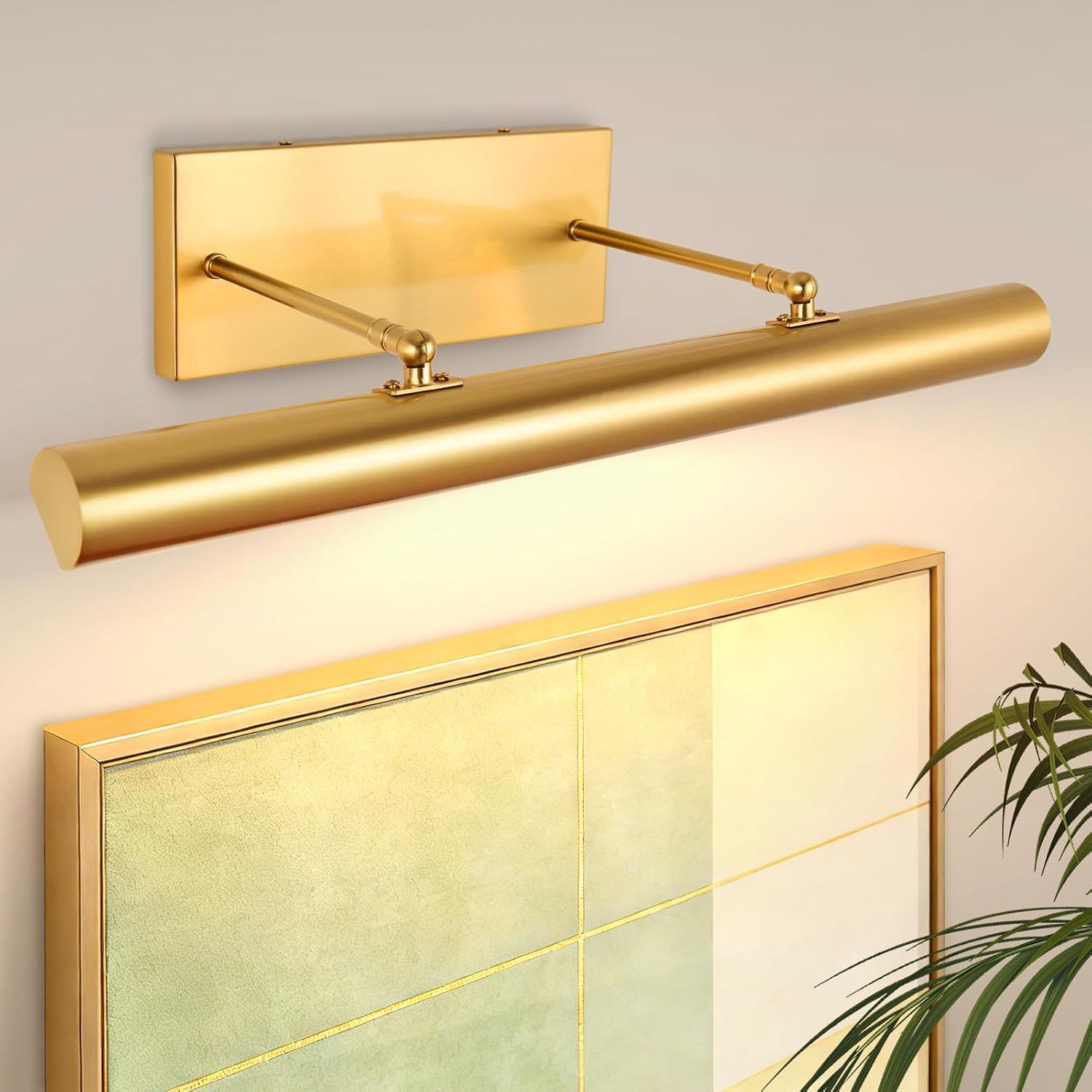 ADISUN Picture Lights for Wall Hardwired, 24 Inch Gold Wall Lights for Pictures,3-Light 2700k,Non-Dimmable, 270° Adjustable Swing Arm, Hardwired Wall Light for Artwork Poster Portrait Library Display