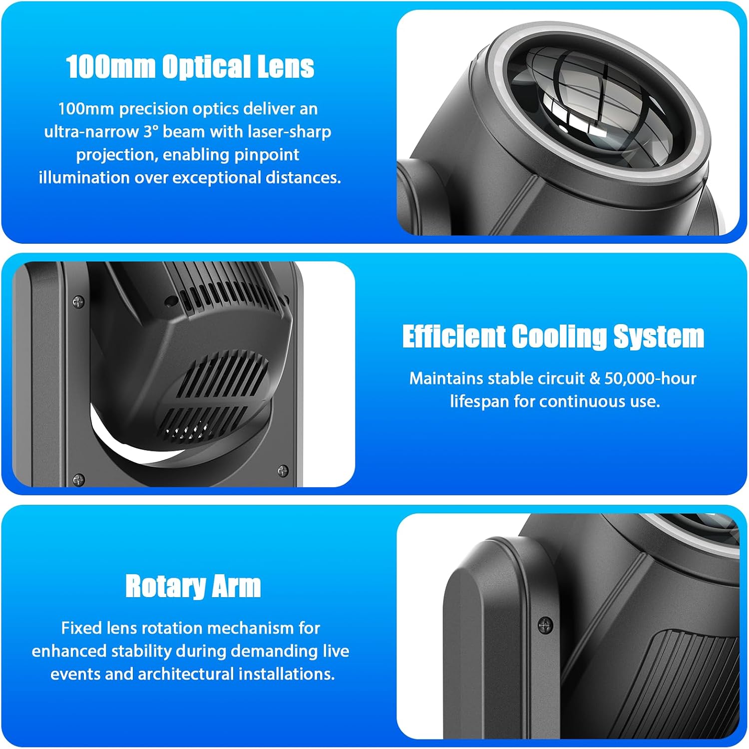 2 Pack 150W Moving Head Lights,Beam/Spotlight/Strobe/Wash Stage Lighting 8 Gobos 8 Colors 18-Facet Prisms DMX512 Sound Activated for DJ,Wedding,Party,Live Show,Disco Events