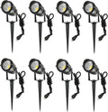 8 Pack 7W 3CCT Outdoor LED Landscape Spotlights 110V-220V | USA Plug and Hardwired, High Brightness 700LM, IP65 Waterproof, Spiked Tree Uplights, Landscape Lights for Pathway Garden