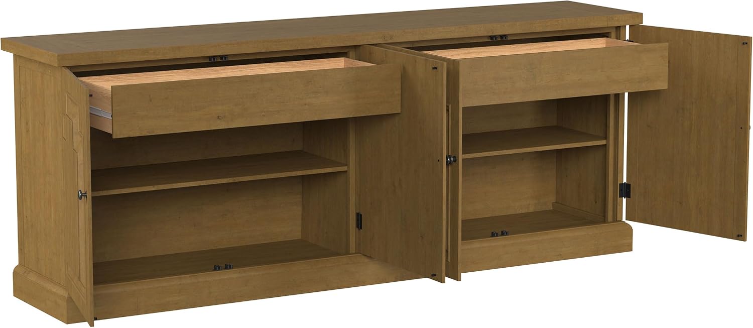 Coaster Home Furnishings - Florence - 4-Doors Solid Wood Buffet Storage Cabinet - Sideboard with Drawers - Dining Room & Kitchen Storage - Rustic Honey - 180205