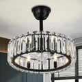 FRIXCHUR Crystal Caged Ceiling Fan with Lights and Remote 20.7 Inch Black Fandelier Semi Flush Mount 6 Speed Reversible Chandelier for Dining Bedroom Living Room Kitchen E12 x 6 Bulbs Not Included