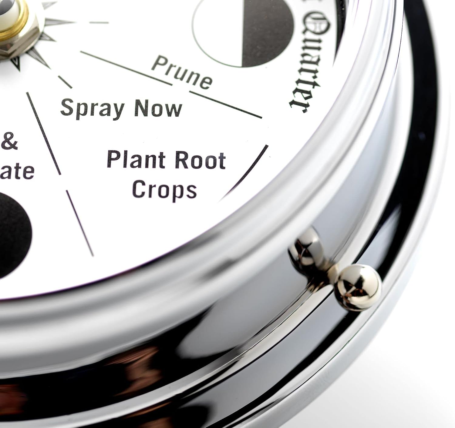 Classic Chrome Moon Gardening Clock - Lunar Harmony Guide with Moon Clocks -Essential Gardening Tool for Biodynamic & Organic Gardening - Get the Best Results and Transform Your Garden