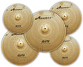 Arborea Mute Low Volume Cymbal Pack Bright Golden Cymbal set 14'hi-hat+16'crash+18'crash+20'ride 5Pcs Drummer Practice Cymbal