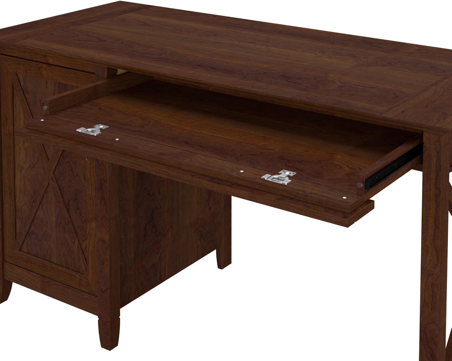 Bush Home Key West Computer Desk with Storage | Farmhouse PC Table for Home Office in Bing Cherry | 54W x 24D