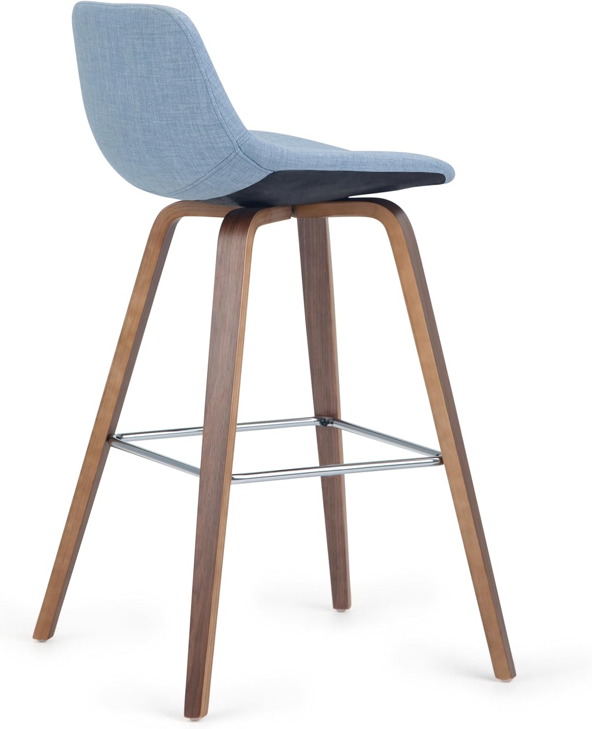 SIMPLIHOME Randolph Mid Century Modern 28 inch Bentwood Counter/ Bar Height Stool (Set of 2) in Denim Grey Linen Look Fabric for the Dining Room and Kitchen