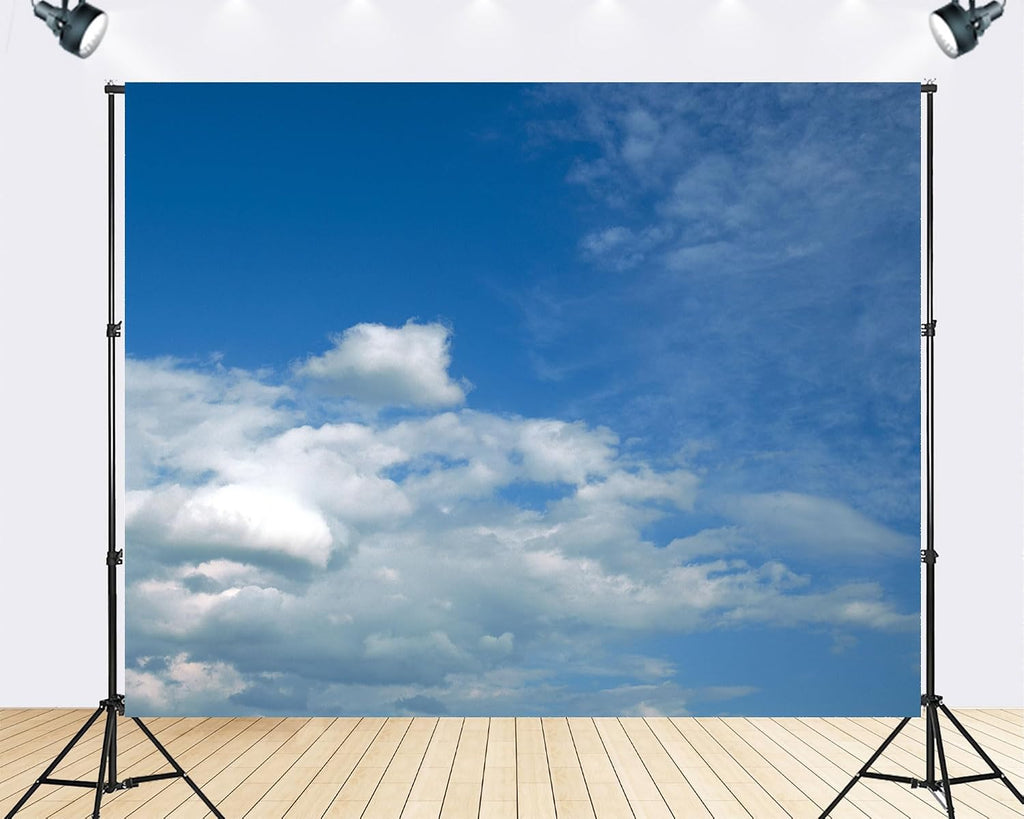 Trykid 20x10ft Blue Sky White Clouds Backdrop Natural Scenery Sunshine Clear Sky Clouds Photography Background Baby Shower Newborn Baptism Wedding Birthday Party Decoration Studio Prop