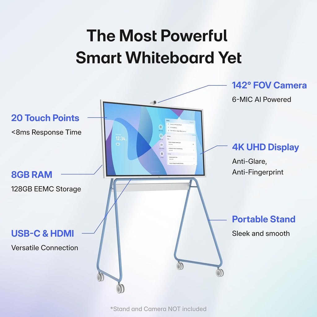 Vibe S1 4K UHD Smart Board, 55 Inch Digital Whiteboard for Office and Classroom, Chrome OS and 250+ Free Apps, Electronic Presentation Meeting Device for Hybrid Work, Interactive Touchscreen Display