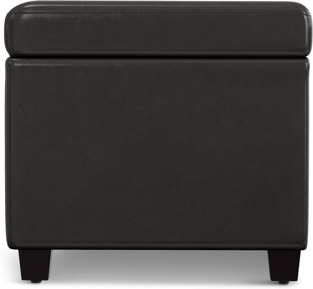 SIMPLIHOME Avalon Extra Large Storage Ottoman Bench - 54 inch Wide Upholstered Vegan Leather Rectangular Lift-Top Ottoman in Tanners Brown, Contemporary Bench for Living Room with Hidden Storage