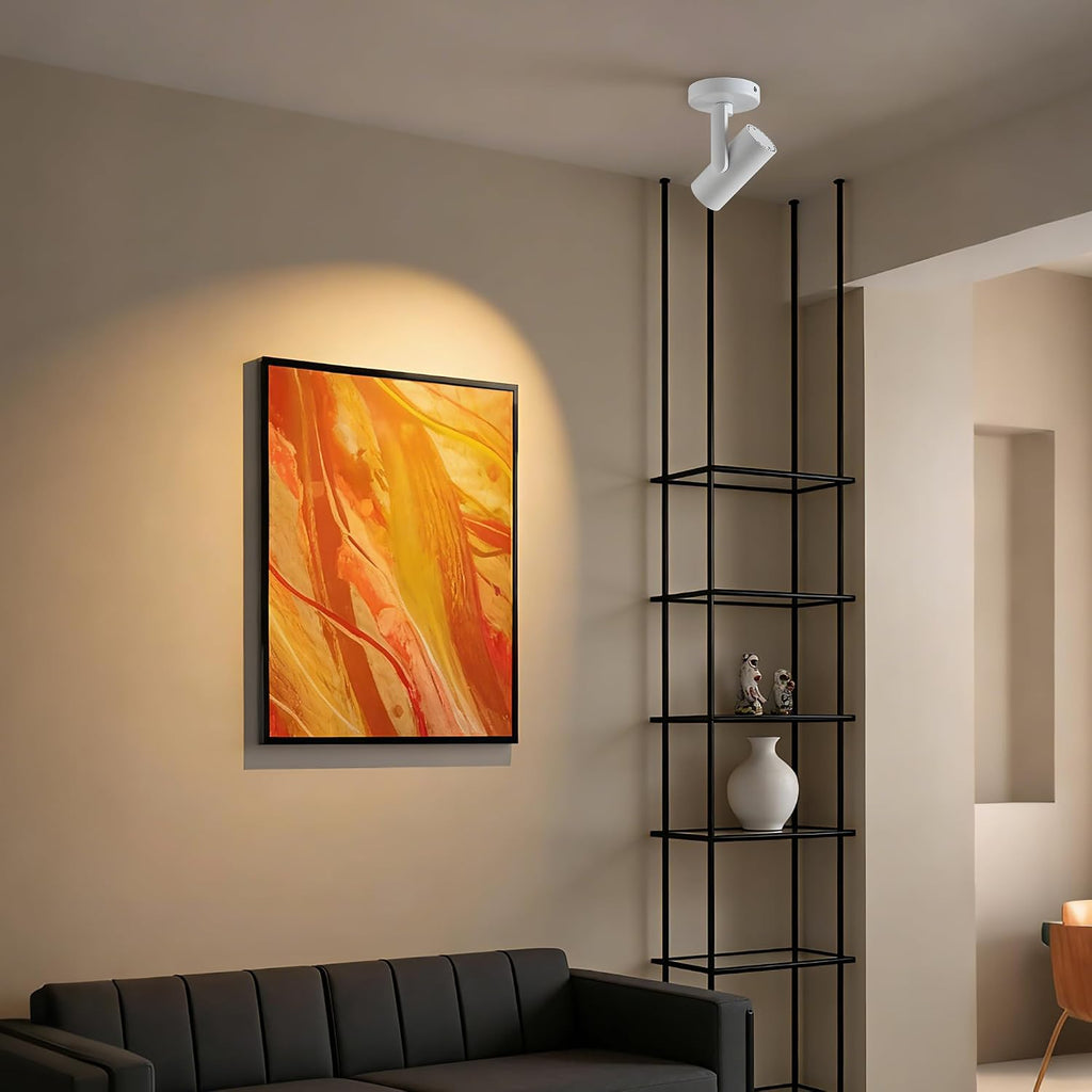 4 Packs 12W LED Dimmable Ceiling Spotlight Indoor – 24° Focused Beam, Monopoint Accent Lighting for Artwork, Wall Wash, Corridor – Adjustable Surface Mounted Spot Light