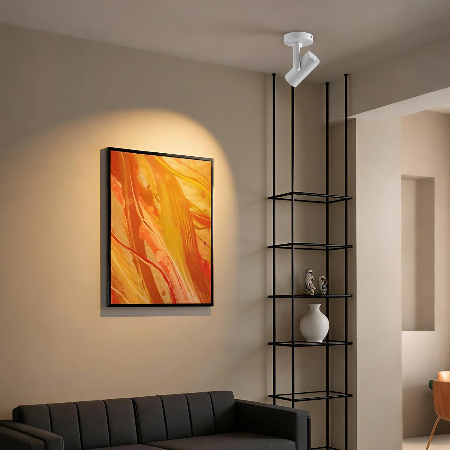 4 Packs 12W LED Dimmable Ceiling Spotlight Indoor – 24° Focused Beam, Monopoint Accent Lighting for Artwork, Wall Wash, Corridor – Adjustable Surface Mounted Spot Light