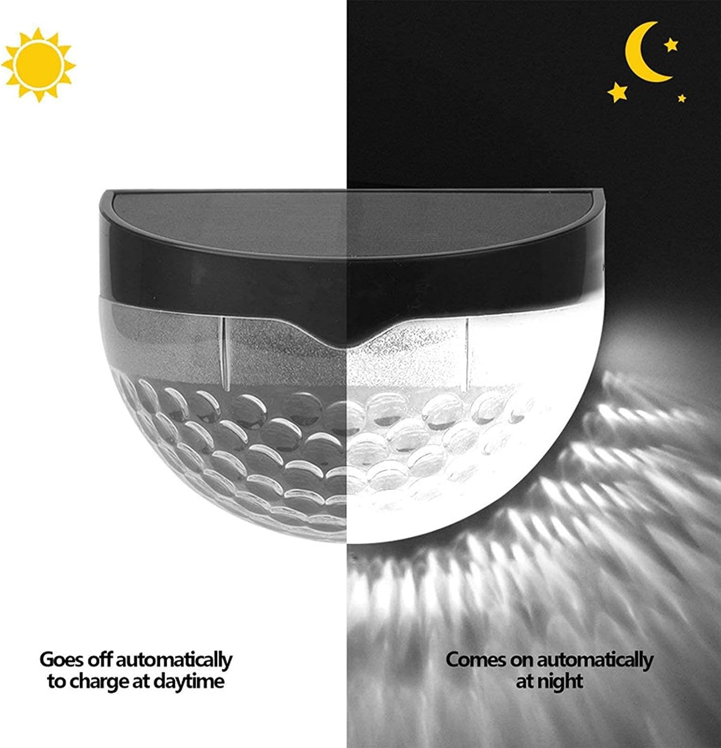 6 Pack Outdoor Waterproof Solar Fence Post Lights, 6 LED Wireless Wall Mount Decorative Deck Lighting for Porch Fence Terrace Deck Garage