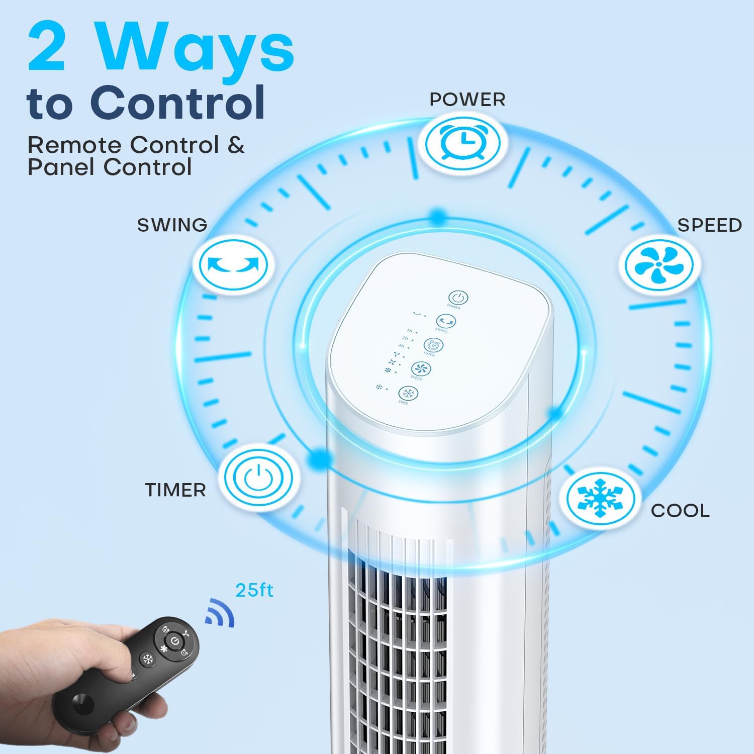 Evaporative Air Cooler, 35' Windowless Air Conditioner Portable, 3 Speeds, 1.2L Water Tank, 3 Ice Packs, 20ft Remote, 7H Timer, No Hose No Window Needed,70° Oscillating Portable AC Unit for Room