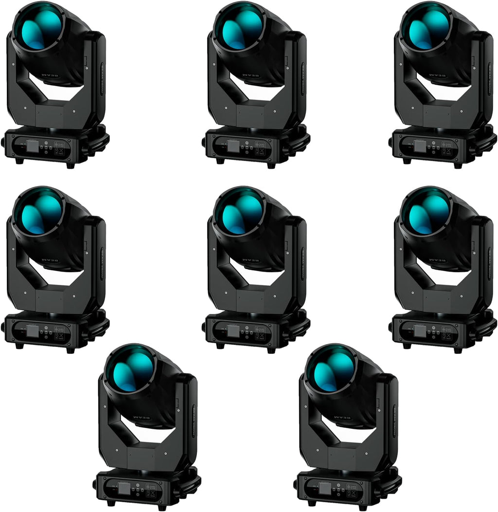 Moving Head Light 280W 10R WZYBUTA LED Beam Stage Lights DJ Lights 17 Gobos 15 Colors DMX512 Prism Rainbow Effect Spotlights Sound Activtaed for Bar Disco Wedding Concert Lighting (8 Pack)
