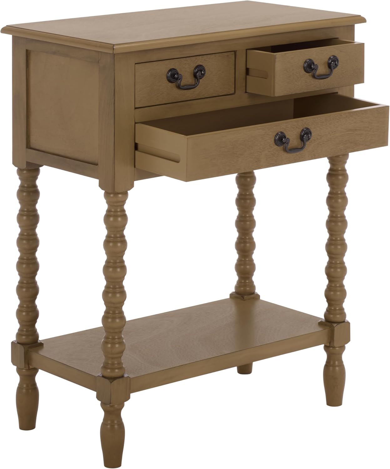 SAFAVIEH Furniture - Athena 3-Drawer Console Table - Desert Brown - Solid Wood - Farmhouse Classic Design - Ideal for Entryway, Living Room, Hallway, 23.5' W x 13' D x 29.5' H (CNS5703F)