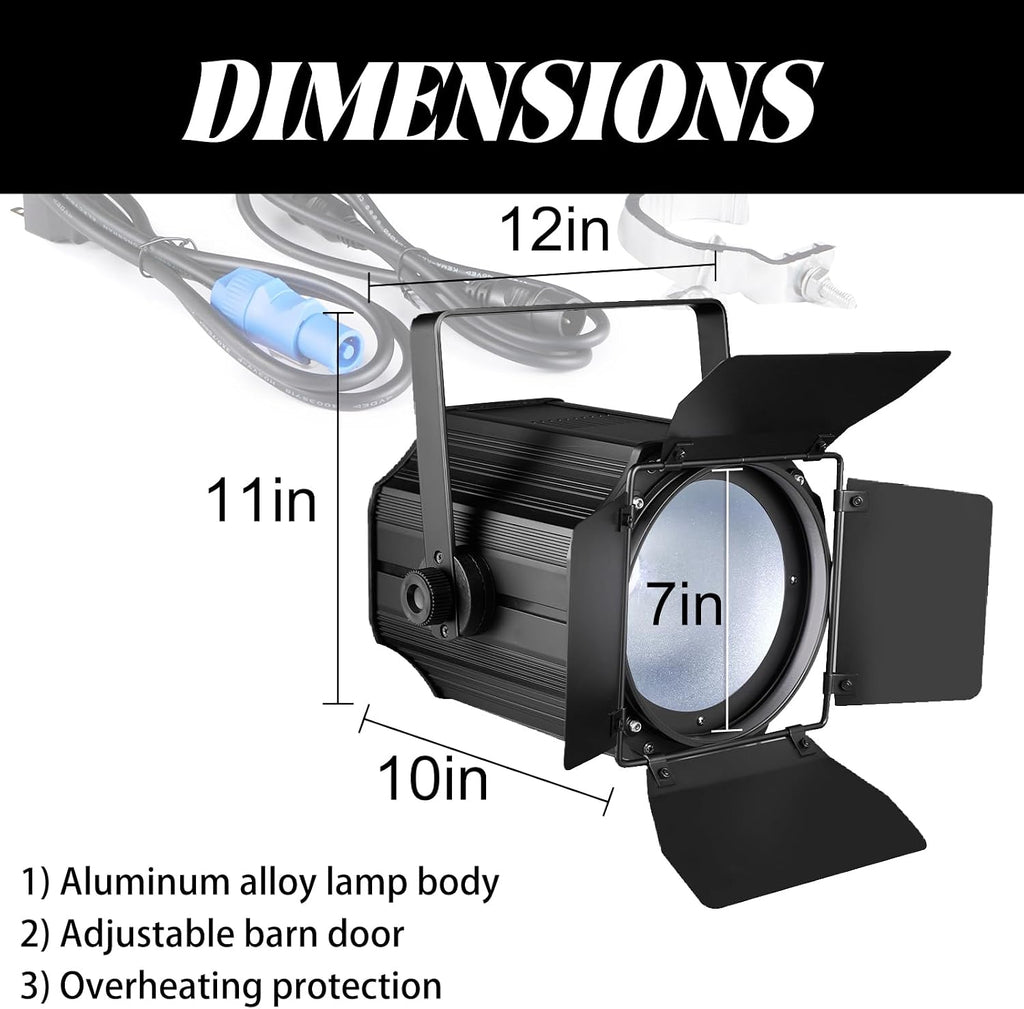 COB Stage Lights with Barn Doors, COB Par Light 200W LED 3500~7500K Warm White & White, DMX512 Master-Slave Sound DJ Lighting Spotlight Fresnel for Church Concert Wedding (2-Colors Style, 1)