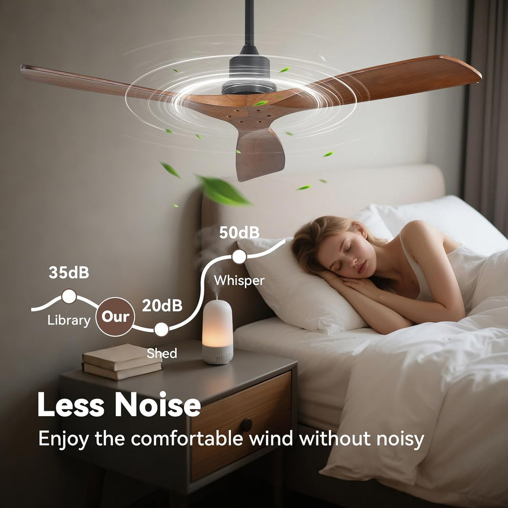 Sofucor Smart Ceiling Fan no Lights, 52' Low Profile Ceiling Fans with Remote, Compatible with Alexa/Google/App, 6-Speed Timing Reversible DC Motor for Bedroom Living Room Patio Indoor Outdoor