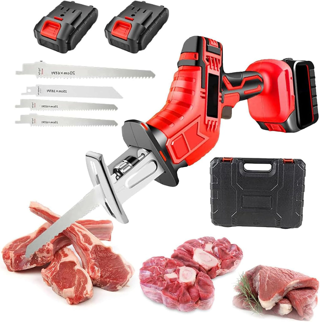 Electric Reciprocating Bone Saw Reciprocating Saw Portable Electric Bone Saw Stainless Steel Saw Blade Cordless Reciprocating Saw for Wood Trees Metal PVC Pipe Cutting,2 Batteries