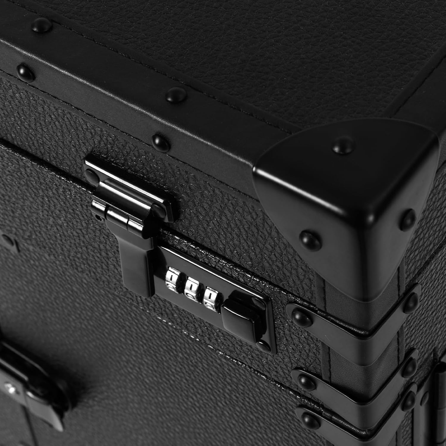 Retro Pull-Handle Makeup Case Trolley, Hairdressing Tool Case with Combination Locks and Key Locks, Rolling Makeup Cart with Wheels Cosmetology Train Case Suitcase (Black)