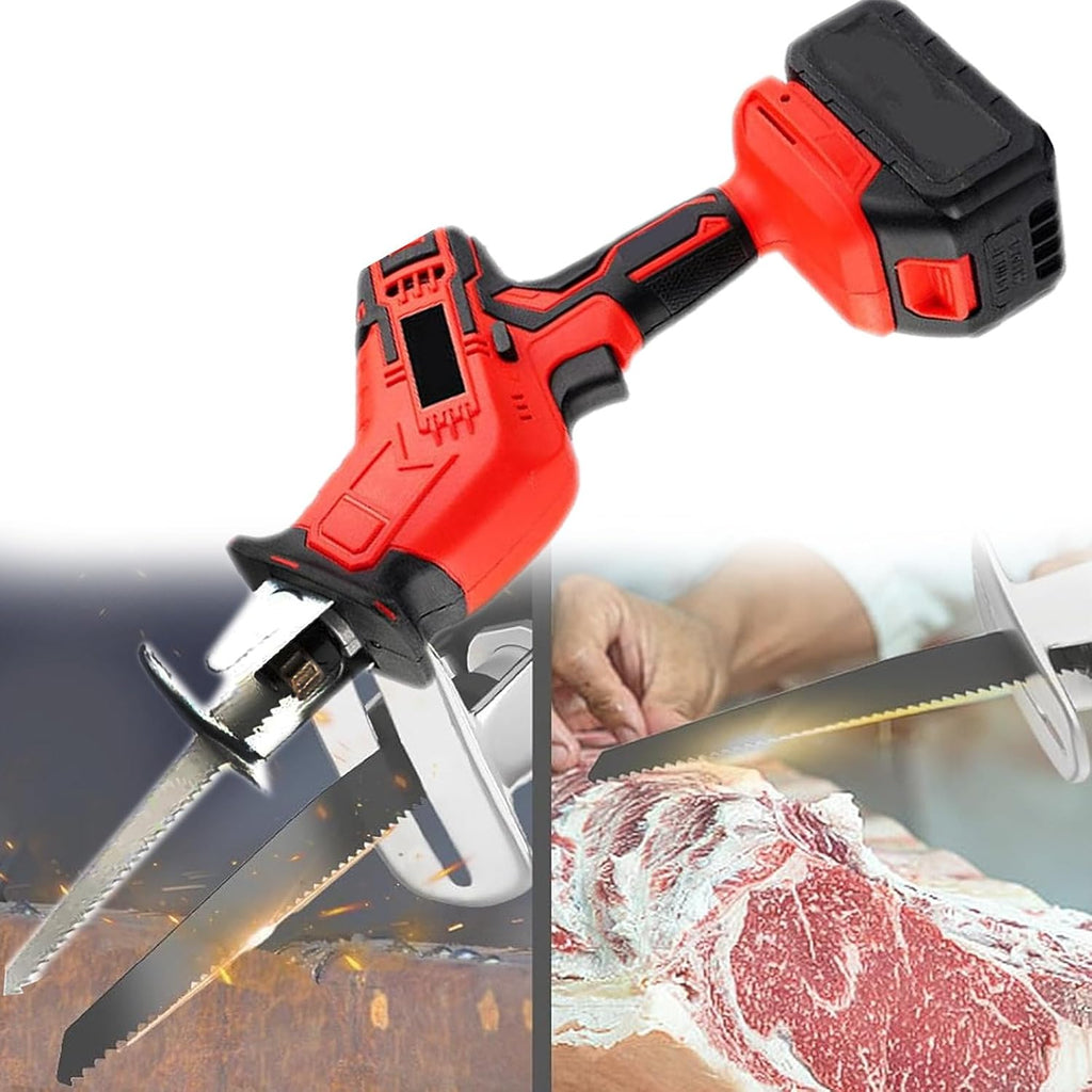 Powerful Cordless Reciprocating Saw with 4 Blades, Variable Speed 3000 SPM for Cutting Wood, Metal, PVC, Meat, and Bones - Ultimate Cutting Tool,Battery-Battery